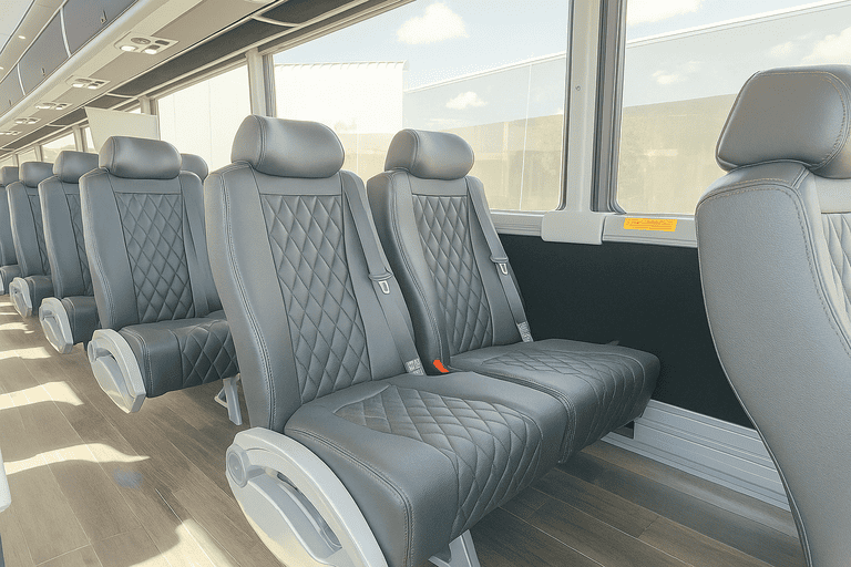 interior of Arlington Minibus Company charter bus