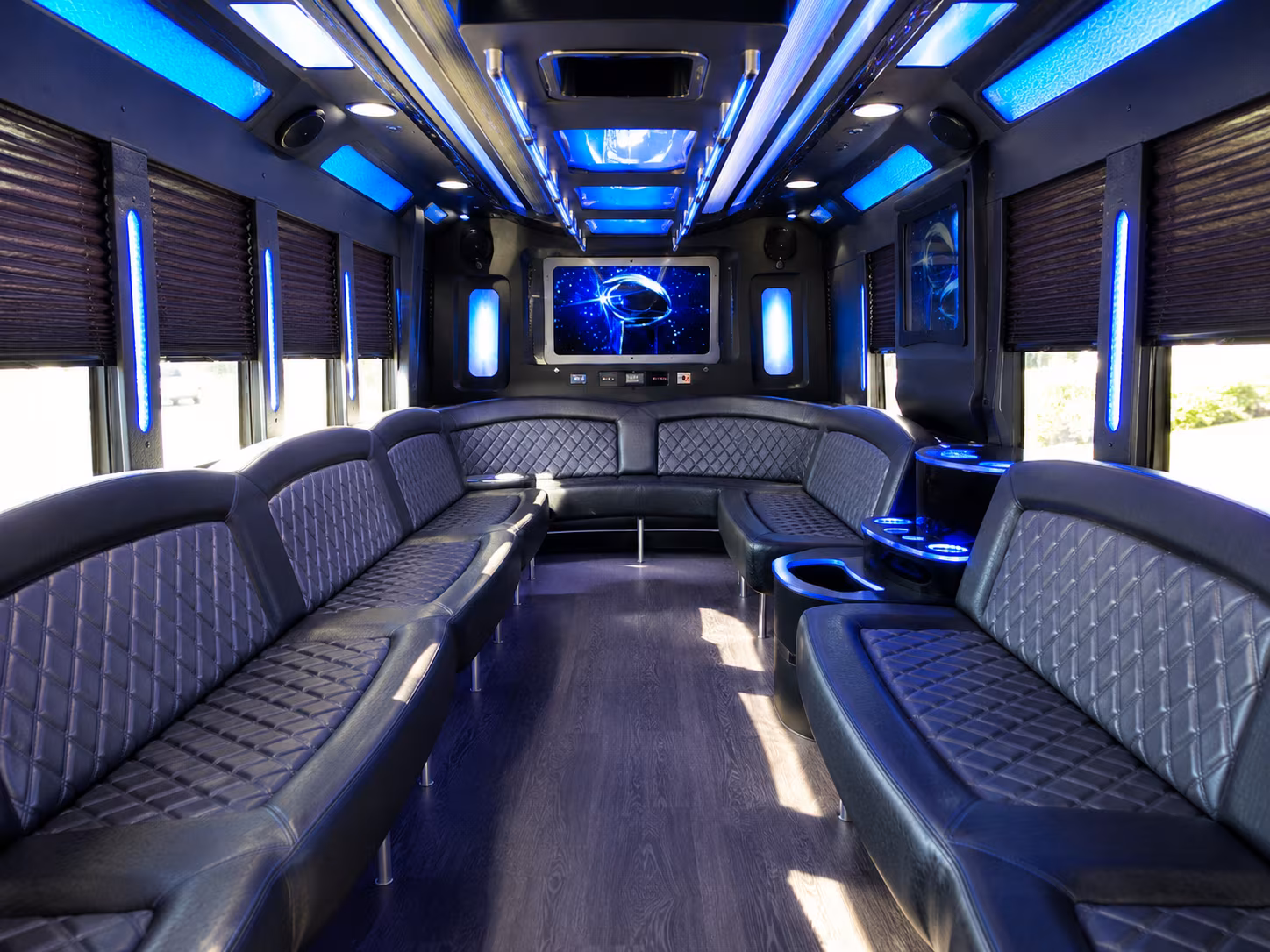 arlington 28 passenger party bus inside