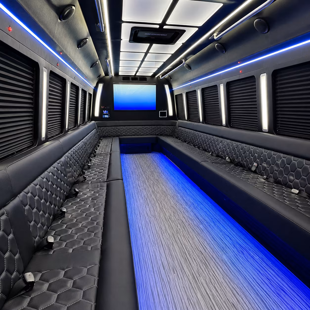 arlington 50 passenger party bus inside